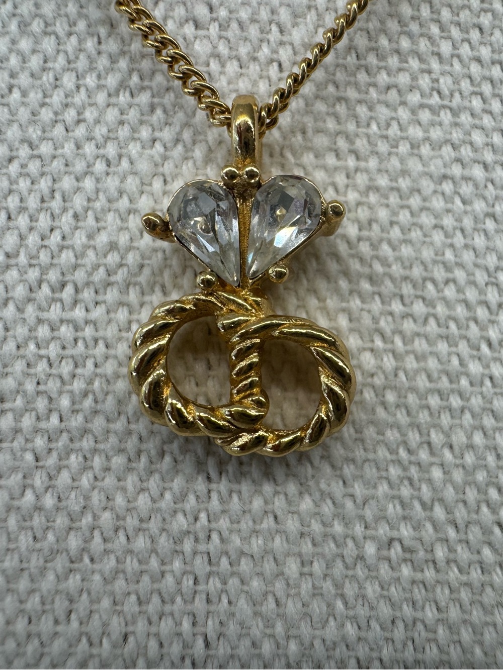 Christian Dior Vintage Gold Plated Crystal Necklace - Picture 2 of 5